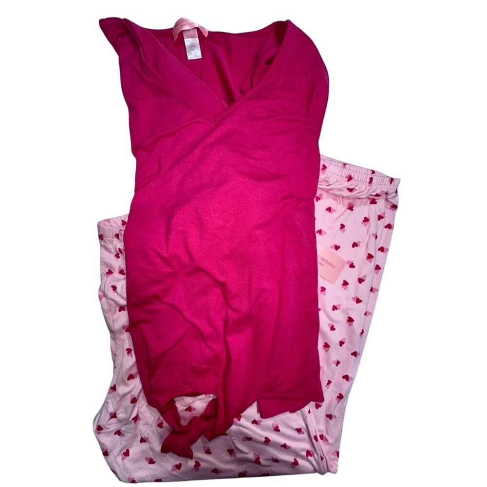 CHRISTIAN SIRIANO Soft Pink Pajamas Hearts Valentine's Day Women's Pajamas large